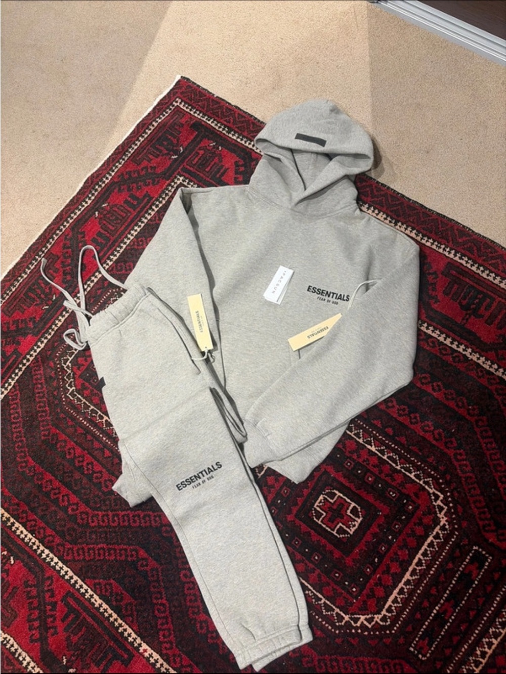 Essentials Light Gray Hoodie and Sweatpants Set